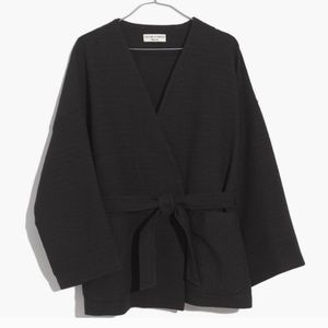 Texture & Thread Madewell Quilted Wrap Kimono Jacket Black